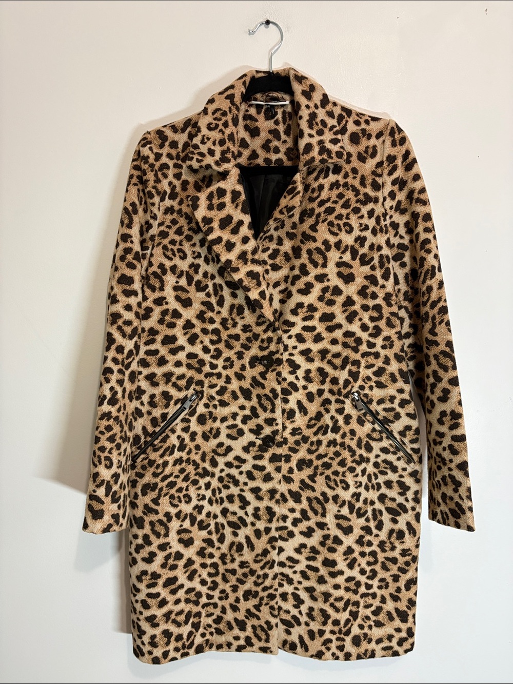 BNWOT Noisy May Leopard Print Women's Coat - Tan & Black size S - Picture 2 of 5